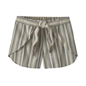 PATAGONIA Garden Island Shorts S Blue Striped Wrap Front Tie Hemp